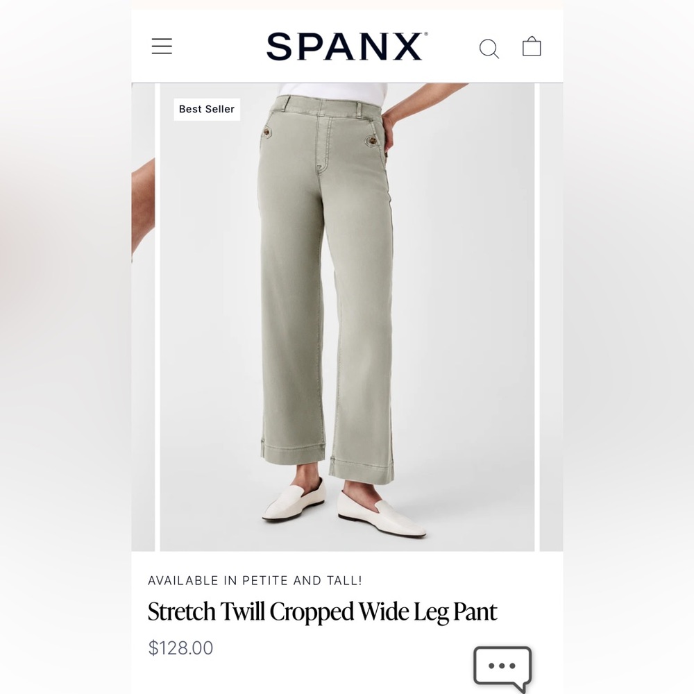 Spanx stretch twill cropped wide leg pant